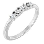 14K White 2-Stone 1/10 CTW Natural Diamond Semi-Set Family Stackable Ring