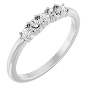 14K White 2-Stone 1/10 CTW Natural Diamond Semi-Set Family Stackable Ring