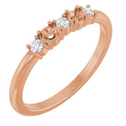 14K Rose 2-Stone 1/10 CTW Natural Diamond Semi-Set Family Stackable Ring