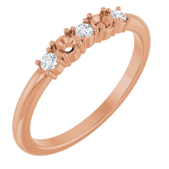 14K Rose 2-Stone 1/10 CTW Natural Diamond Semi-Set Family Stackable Ring