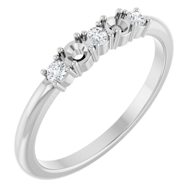 Platinum 2-Stone 1/10 CTW Natural Diamond Semi-Set Family Stackable Ring