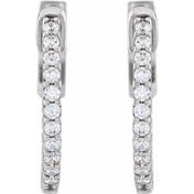 14K White 1/3 CTW Lab-Grown Diamond Inside-Outside 15.5 mm Hinged Hoop Earrings