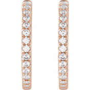 14K Rose 3/8 CTW Lab-Grown Diamond 17.4 mm Hoop Earrings