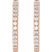 14K Rose 3/8 CTW Lab-Grown Diamond 17.4 mm Hoop Earrings