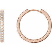 14K Rose 3/8 CTW Lab-Grown Diamond 17.4 mm Hoop Earrings