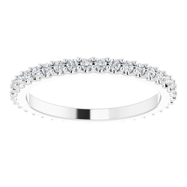 14K White 1/3 CTW Natural Diamond Eternity Band Size 4.5
