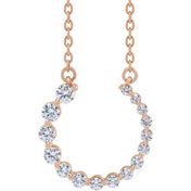 14K Rose 3/8 CTW Natural Diamond Graduated Circle 16-18" Necklace