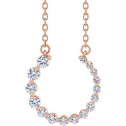 14K Rose 3/8 CTW Natural Diamond Graduated Circle 16-18" Necklace