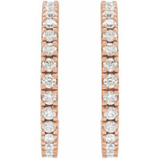 14K Rose 1 5/8 CTW Lab-Grown Diamond 24.7 mm Hoop Earrings