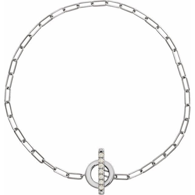 14K White 1/10 CTW Natural Diamond Toggle 7" Bracelet