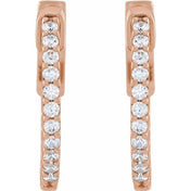 14K Rose 1/3 CTW Lab-Grown Diamond Inside-Outside 15.5 mm Hinged Hoop Earrings
