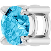 14K White 4 mm Natural Aquamarine Pendant
