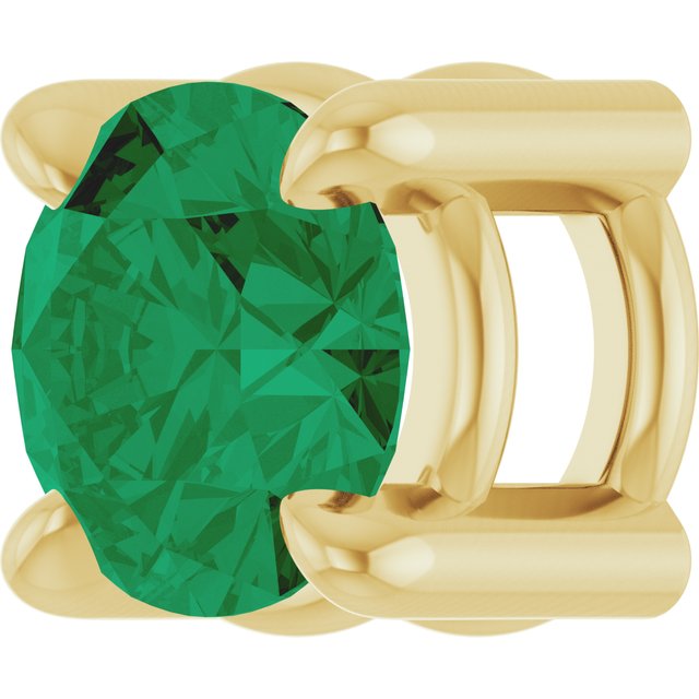 14K Yellow 4 mm Lab-Grown Emerald Pendant