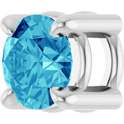 14K White 4 mm Natural Blue Zircon Pendant