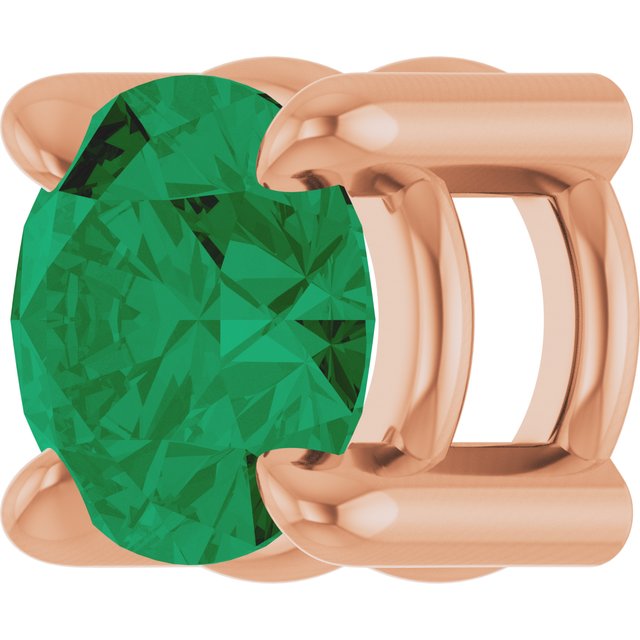 14K Rose 4 mm Lab-Grown Emerald Pendant