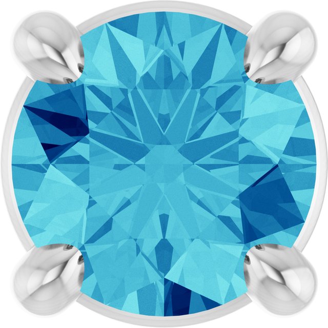 Platinum 4 mm Natural Blue Zircon Pendant