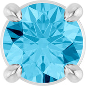 14K White 4 mm Natural Aquamarine Pendant