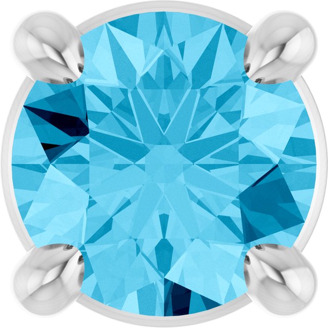 14K White 4 mm Natural Aquamarine Pendant