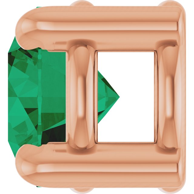 14K Rose 4 mm Lab-Grown Emerald Pendant