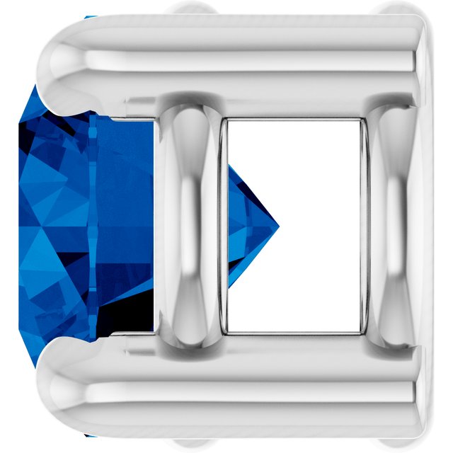 14K White 4 mm Lab-Grown Blue Sapphire Pendant