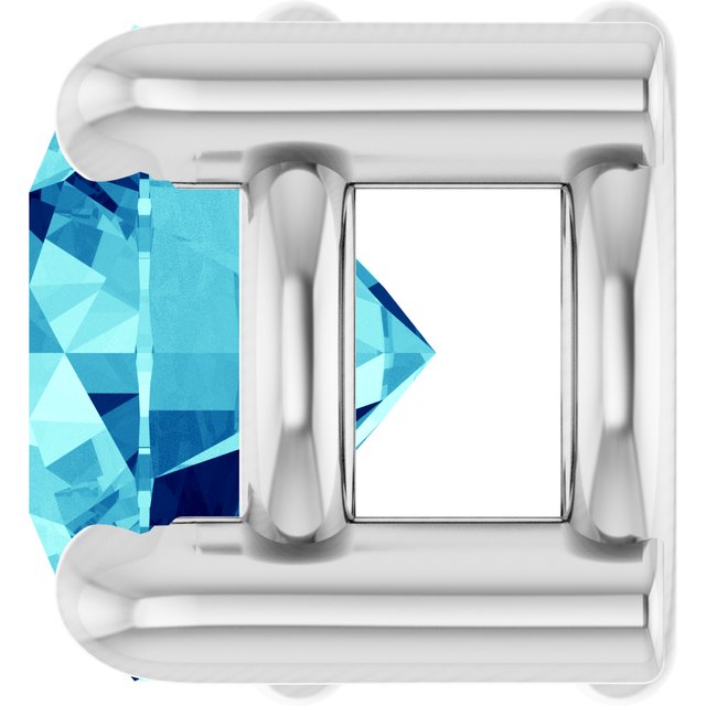 Platinum 4 mm Natural Blue Zircon Pendant