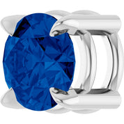 14K White 5 mm Lab-Grown Blue Sapphire Pendant