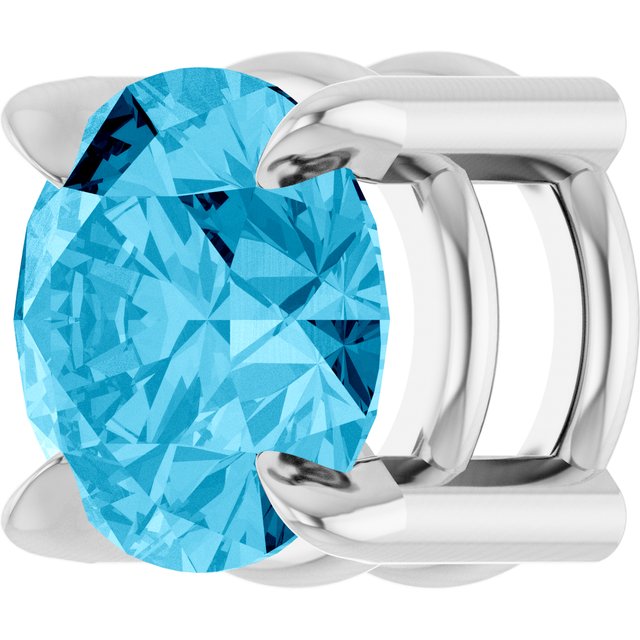 14K White 5 mm Natural Aquamarine Pendant