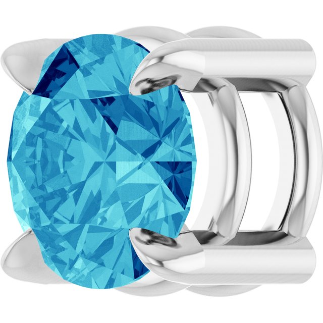 Sterling Silver 5 mm Natural Blue Zircon Pendant