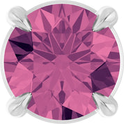 14K White 5 mm Natural Pink Tourmaline Pendant