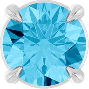 14K White 5 mm Natural Aquamarine Pendant