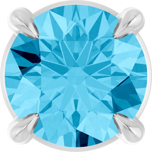 14K White 5 mm Natural Aquamarine Pendant