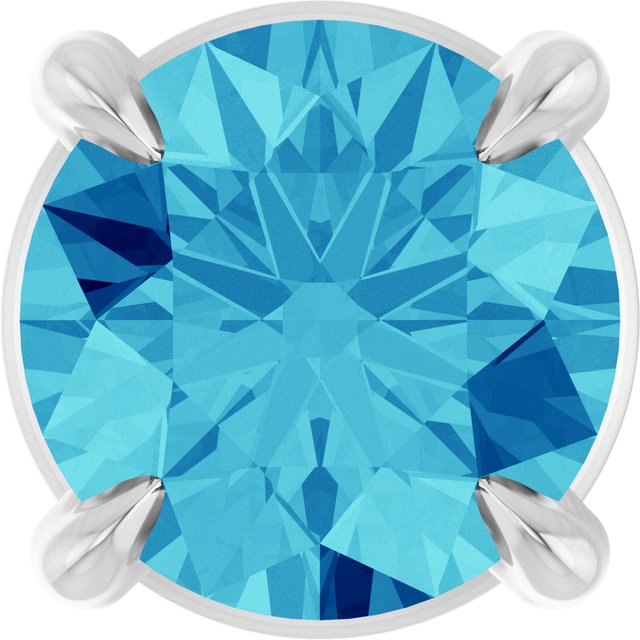 Sterling Silver 5 mm Natural Blue Zircon Pendant