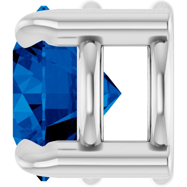 14K White 5 mm Lab-Grown Blue Sapphire Pendant