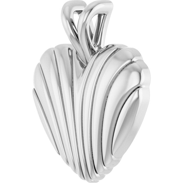 Platinum Ribbed Heart Pendant