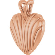 14K Rose Ribbed Heart Pendant