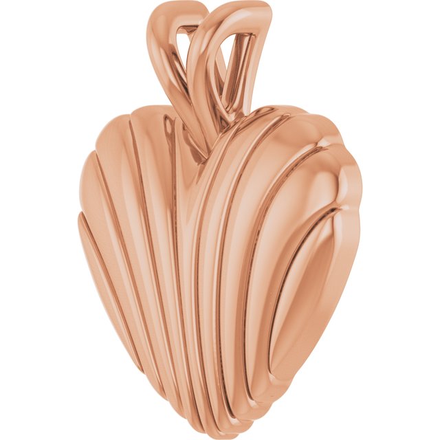 14K Rose Ribbed Heart Pendant