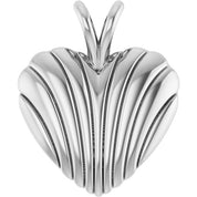 Platinum Ribbed Heart Pendant