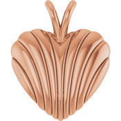 14K Rose Ribbed Heart Pendant