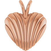 14K Rose Ribbed Heart Pendant