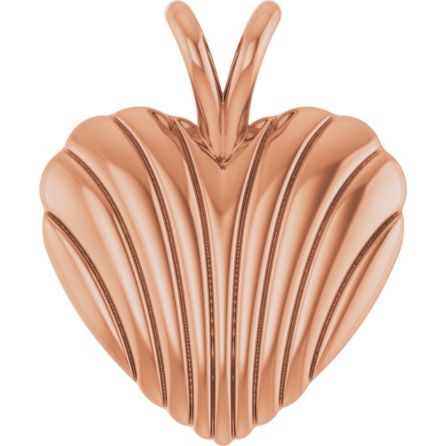 14K Rose Ribbed Heart Pendant