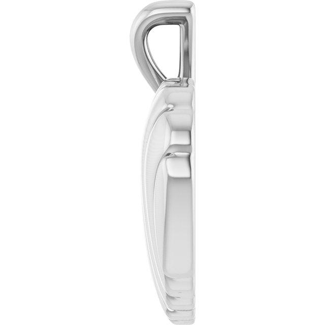 Platinum Ribbed Heart Pendant