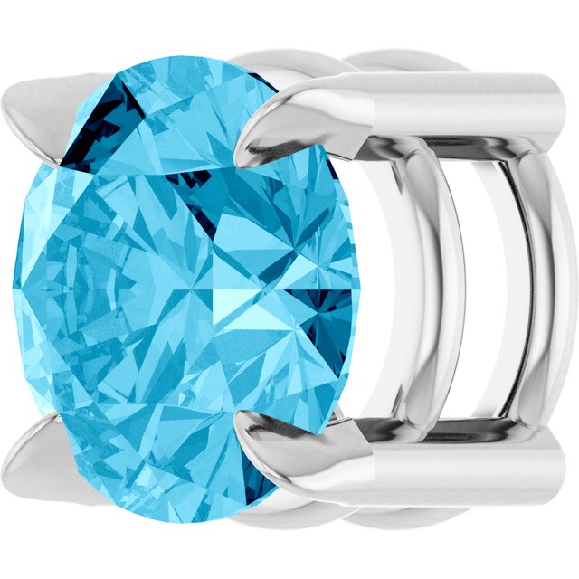 14K White 6 mm Natural Aquamarine Pendant
