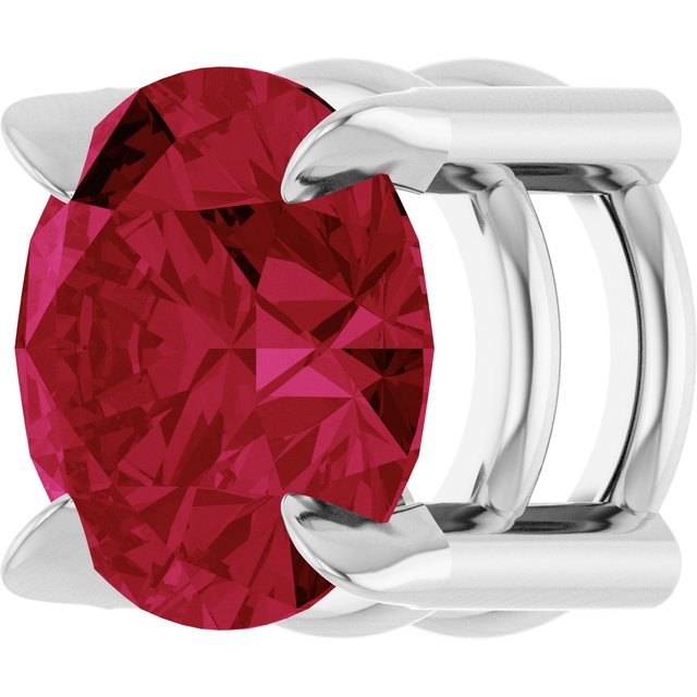 Sterling Silver 6 mm Lab-Grown Ruby Pendant