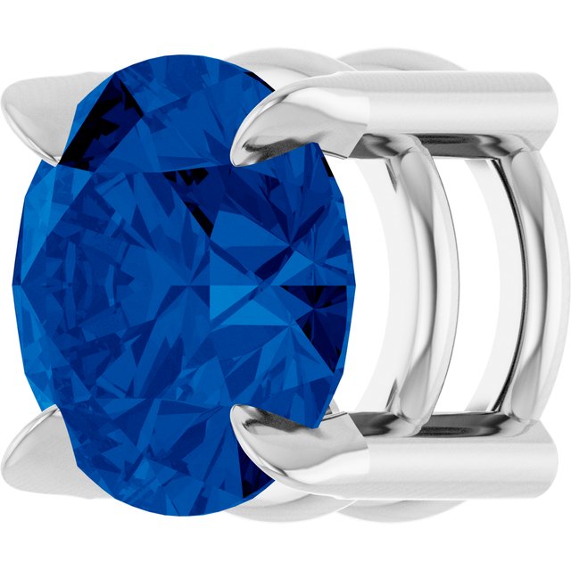 14K White 6 mm Lab-Grown Blue Sapphire Pendant