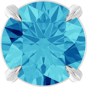 14K White 6 mm Natural Blue Zircon Pendant