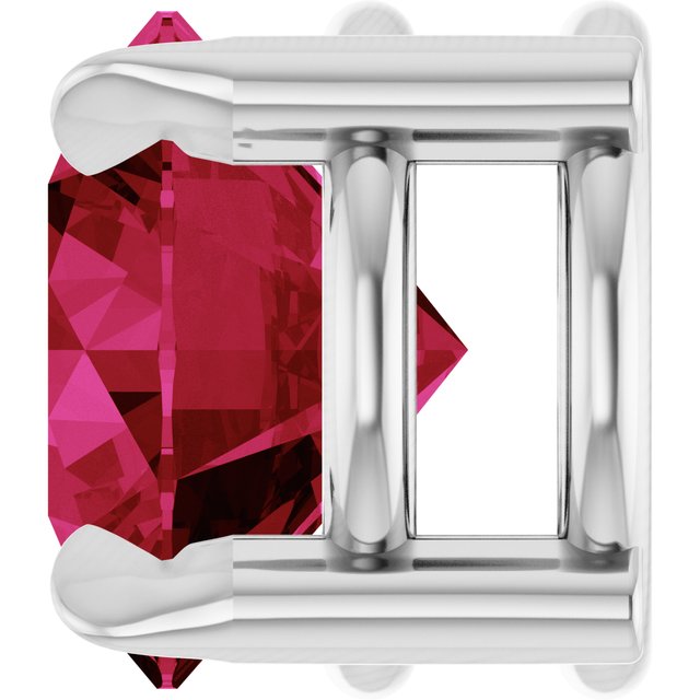 Sterling Silver 6 mm Lab-Grown Ruby Pendant