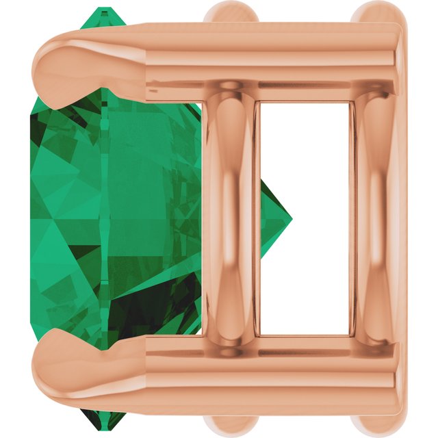 14K Rose 6 mm Lab-Grown Emerald Pendant