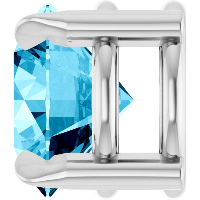 14K White 6 mm Natural Aquamarine Pendant