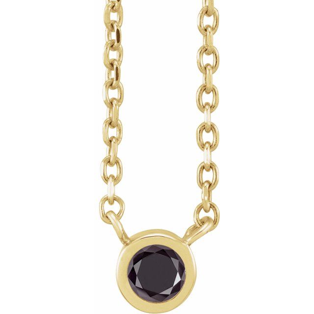 14K Yellow 1/10 CT Natural Black Diamond 16-18" Necklace