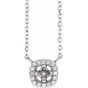 14K .06 CTW Natural Diamond Semi-Set Halo-Style 16" Necklace for 4-4.5 mm Pearl